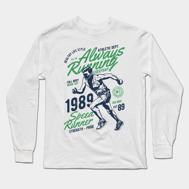 Running Jogging Athlete Athletic College Highschool CrossCountry Runner Races Sports Long Sleeve T-Shirt by MrWatanabe